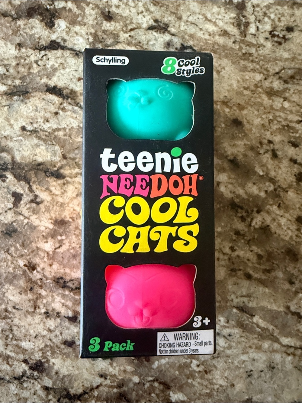 NeeDoh Teenie Cool Cats 3-Pack - Teal, Pink, Orange